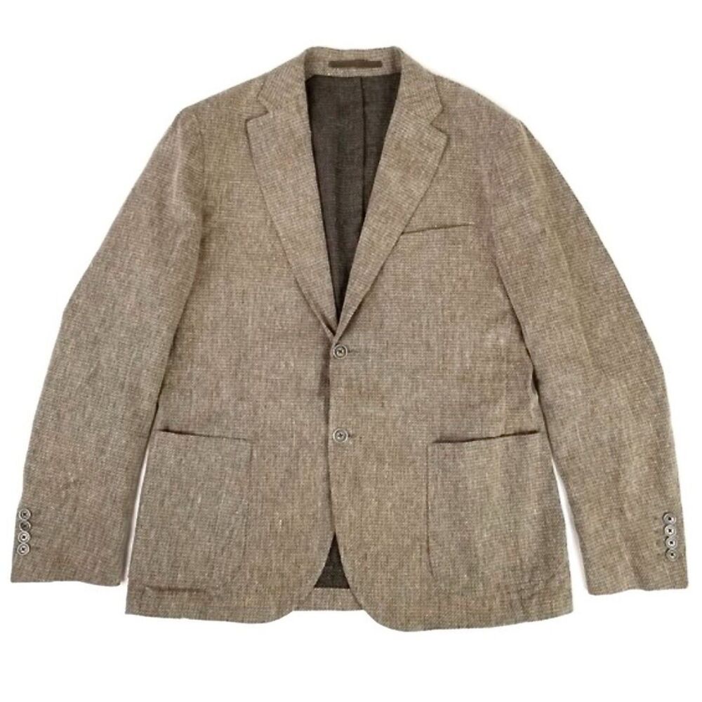 Eleventy Beige Brown Linen Blend Sport Coat